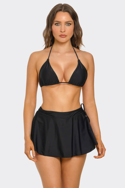 Millie Black Bikini Set With Stylish Triangle Top & Skirt - 2538